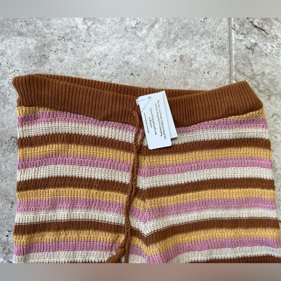 L*Space NWT Turn The Tide Crochet Pants in Cancun Stripe, White, Pink, Brown L - Picture 8 of 13